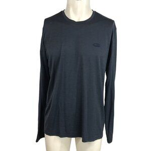 ICEBREAKER - MEN'S LARGE -BLACK CREW NECK 100% WOOL LONG SLEEVE T-SHIRT